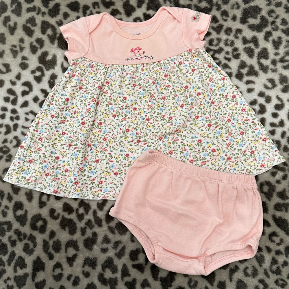 Carter’s Floral Dress Two Piece Set in Pink Size 6 months